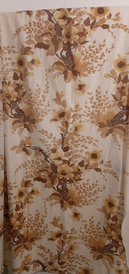 3 kpl verho vintage keltaruskea kukkia