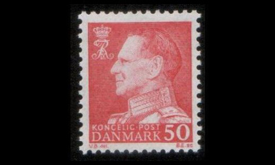Tanska 429y ** Frederik IX 50 öre punainen y-paperi (1965)