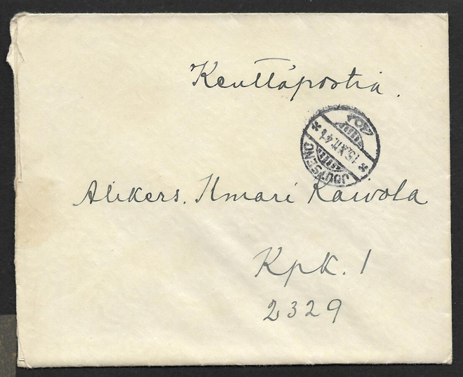 Kenttäposti - Joutseno 15.12.1941