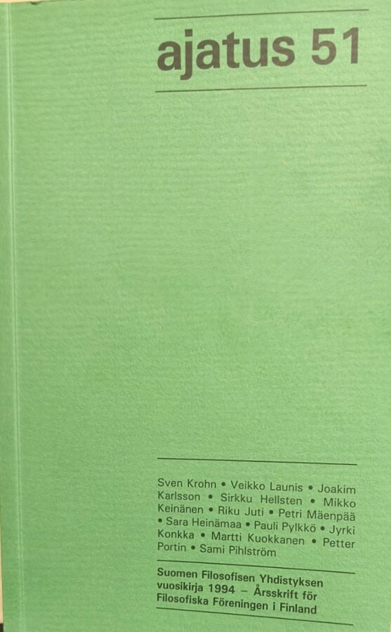 Ajatus 51. Suomen Fiilosofisen yhdistyksen vuosikirja 1994