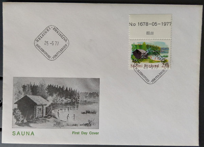 Sauna -yleismerkki 2,00 FDC-kuorella 1977