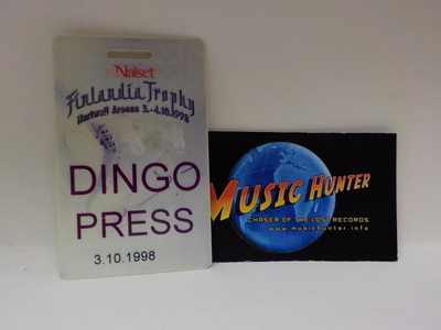 DINGO HARTWALL AREENA 3.10.1998 RARE BACKSTAGE-PASSI .