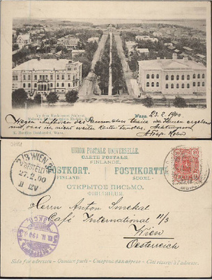 Vaasa maisema kirkontornista etelään 1900 kortti Itävaltaan