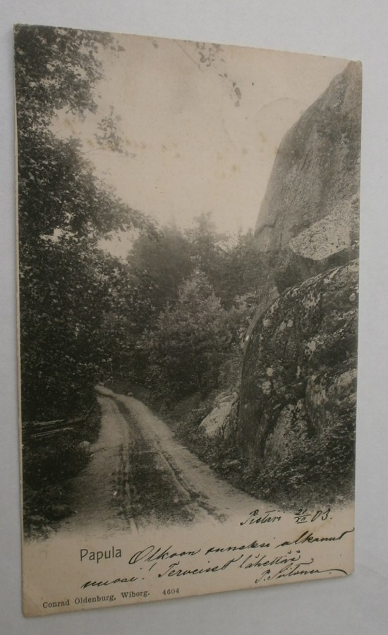 Viipuri, Papula, kalliota, metsää ja tie, mv pk, p. 1904