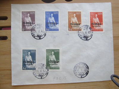 Itä-Karja Mannerheim merkit FDC-kuorella Kenttäpostikonttori