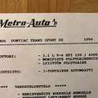 Varusteluettelo Pontiac Trans Sport SE 1990 Oy Metro-Auto Ab - pikkukuva 2