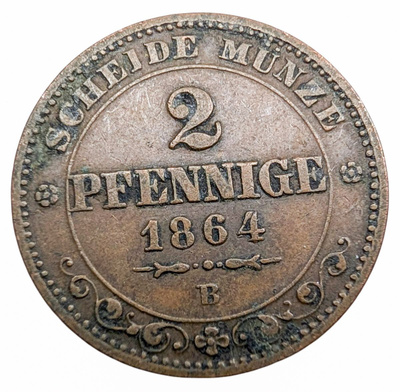 Saksa, Saksi 2 Pfennige 1864 B