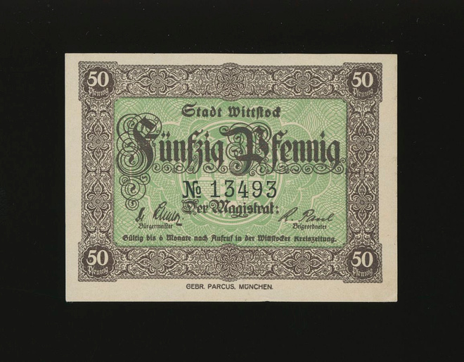 Saksa Notgeld 50 Pfg, Wittstock