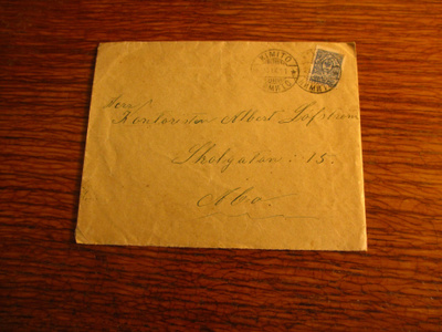 15,5x12 kirjekuori 1911 kemiö - turku 20 vaakuna np