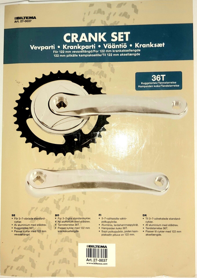 Biltema kampisarja vääntiö polkupyörään (36T,122mm)