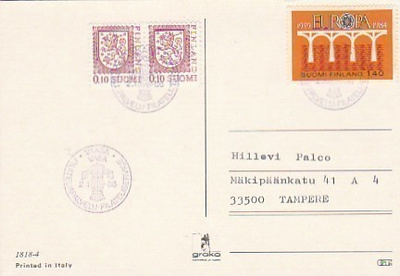 ERIKOISLEIMA , Filateliapalvelu, Vaasa 2.1.1986, violetti