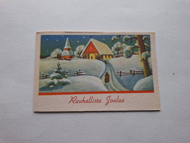Vanha Joulukortti - koko 11 x 7 ( Kulkematon )