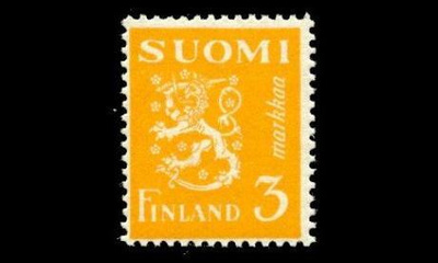 304 ** Leijona 3 mk keltainen (1945)