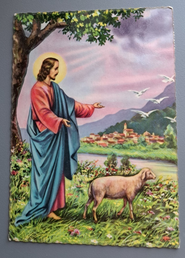 uskonnollinen, Jeesus ja lammas, kulkenut