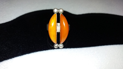 Vintage, Meripihka, sormus, Honey EGG YOLK Amber,