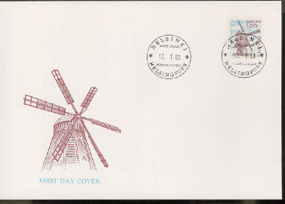 1983 1mk tuulimylly (hammastettu 4-siv.) FDC