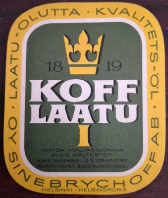 VANHA OLUTETIKETTI - KOFF LAATU 1 (K13-S41)
