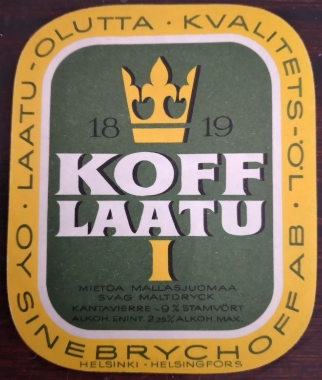 VANHA OLUTETIKETTI - KOFF LAATU 1 (K13-S41)