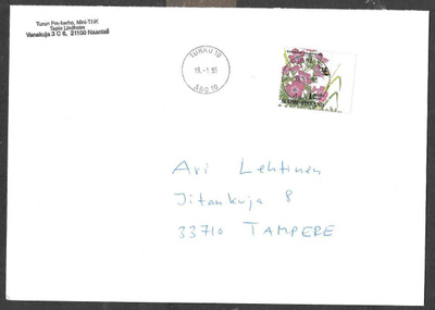 Postilähetys - Kukkia (LAPE 1255) Turku 10 19.1.1995