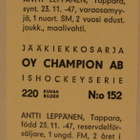 Antti Leppänen Tappara Champion 1966 - pikkukuva 2