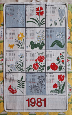 Kalenteripyyhe Vuodelta 1981