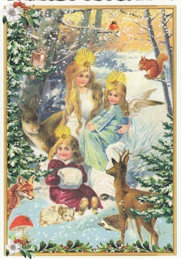 Kolme enkeliä (Tausendschön-kortti)