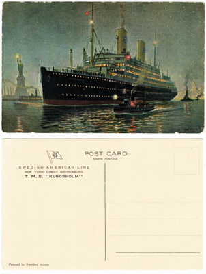 Vanha kortti, matkustajalaiva M/S Kungsholm
