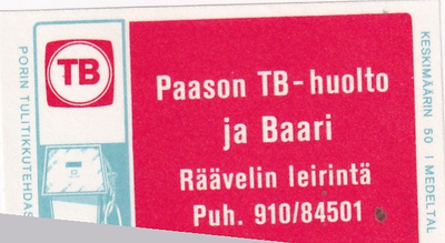Paason  TB - huolto. Räävelin leirintä  7/11