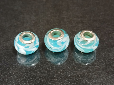 3kpl Hopea hela, 925, Pandora Charm tyylinen