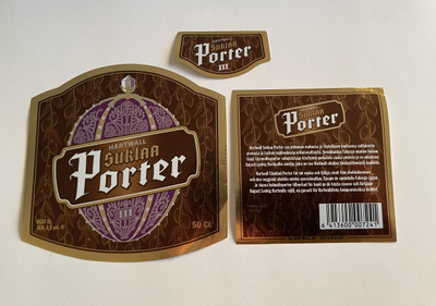 Hartwall Suklaa Porter olut etu+taka+ kaulaetiketit