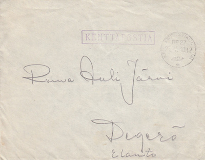 1940, Kirje Kenttäpostia, Kenttäpostikonttori 27