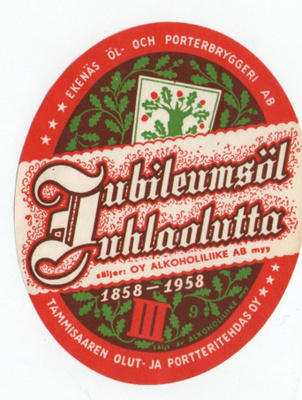 Tammisaaren olut -ja portteritehdas Juhlolutta III Etiketti