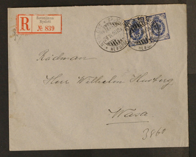 # 23697 # R-Savonlinna kirje Vaasa - 1903
