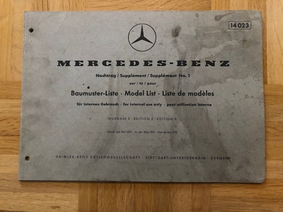 Varaosaluettelo / luettelo Mercedes-Benz rakennemallit 1970