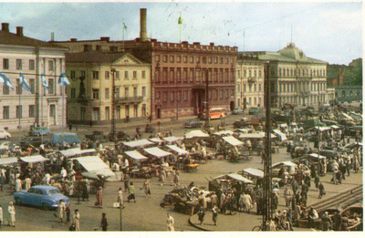 Vanha postikortti-Helsinki Kauppatori