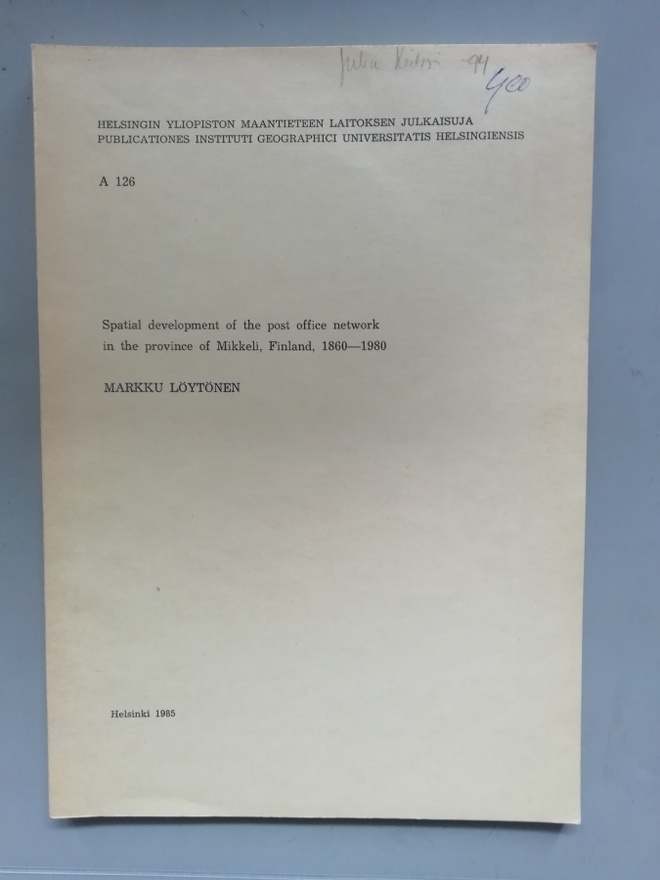 Spatial development of the post office network in the provin