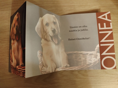 Onnittelu taitto kortti,kulkematon.