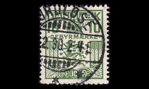 Tanska VM_15 o Gebyr 10 öre vihreä (1926)