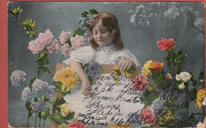 Tyttö ja kukat - kulk v 1908
