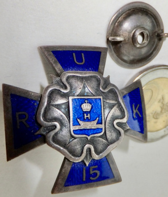 VANHA Kurssimerkki Risti RUK 15 Hopeaa 1929