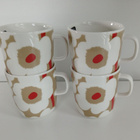 Marimekko Unikko muki 4 dl terra-valkoinen-punainen 4kpl - pikkukuva 2