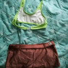 Bikinit ruskea(38/40)+ neonvihreä XS/36 yläosa - pikkukuva 2