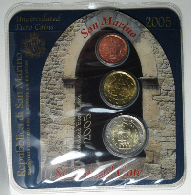 2005 San Marino 2c 20c 2€ BU laatu kansiossa