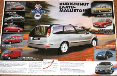 1997 Fiat Lancia Alfa Romeo esite - suomalainen - KUIN UUSI