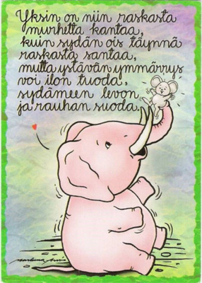 kortti ** Ansio Marleena Norsu tai panda - erilaisia