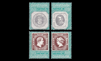 Tanska 580-3 ** Hafnia postimerkkinäyttely (1975)