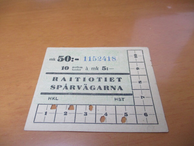 HKL kymmenen matkan ratikkalippu
