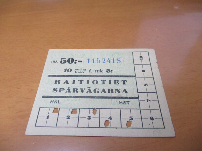 HKL kymmenen matkan ratikkalippu