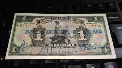 Bolivia 1 boliviano 1911-1929 P112 sn156 UNC