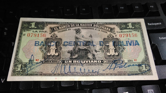 Bolivia 1 boliviano 1911-1929 P112 sn156 UNC